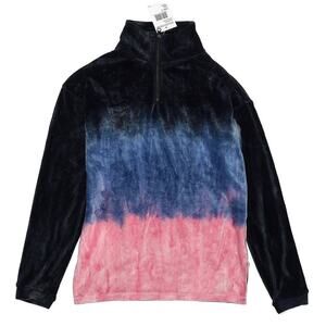 FRESHMAN Fleece Jacket Small  (Youth) Black Blue Pink Tie Dye Pattern Pullover
